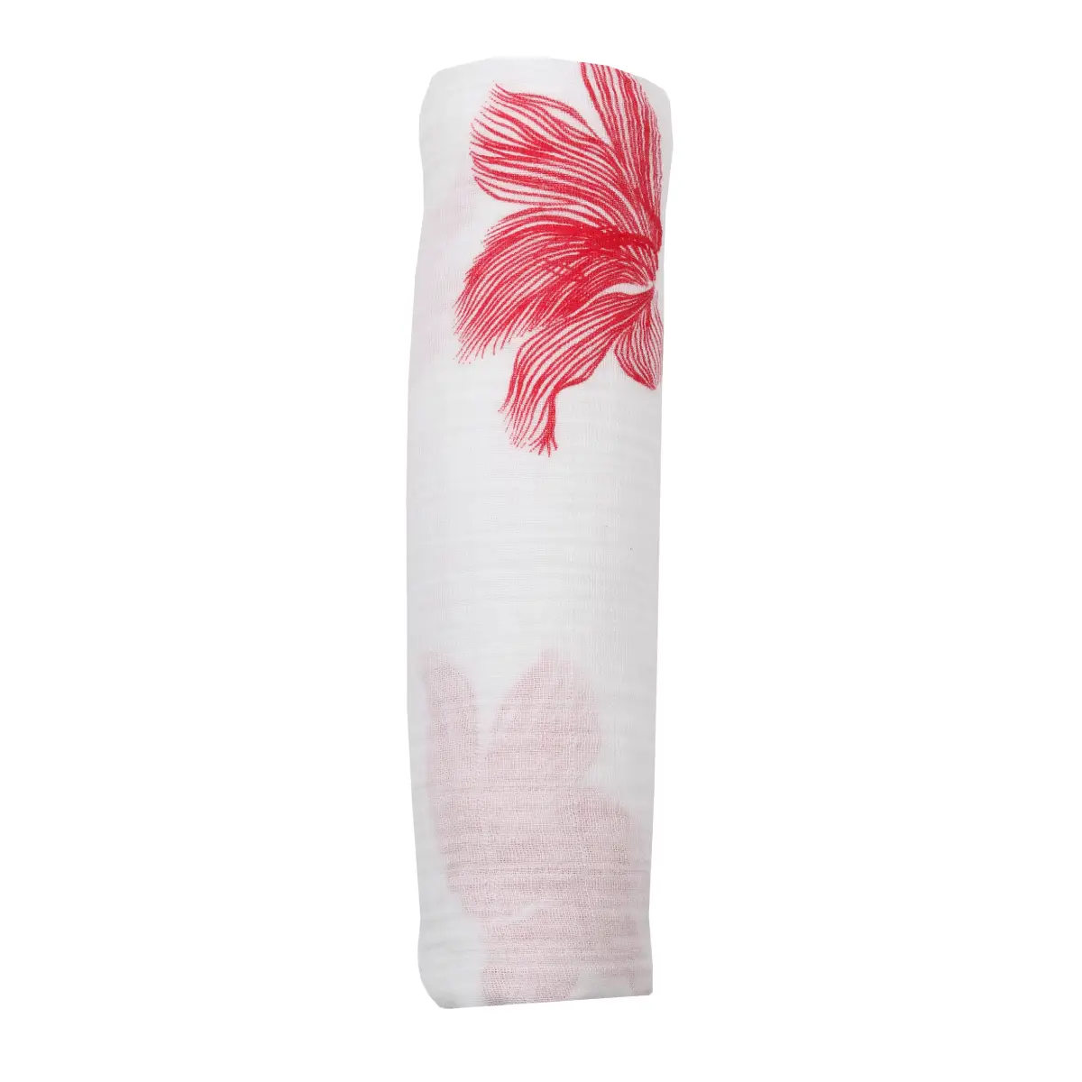 Red flower - organic cotton Muslin swaddle